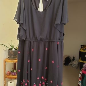 Midi length black and floral dress